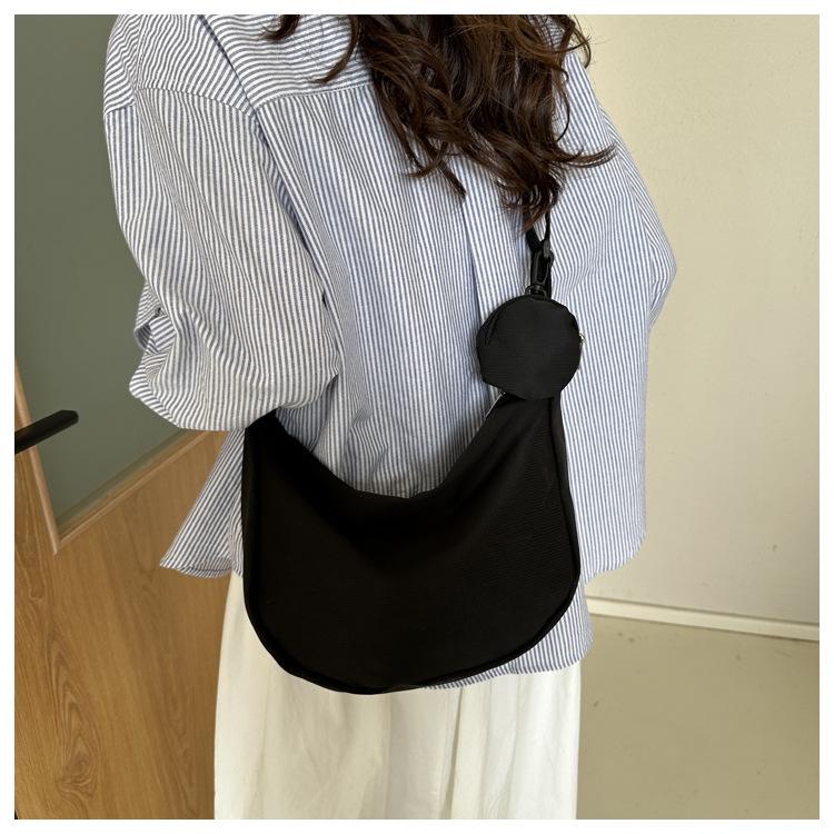 Nylon Clutch Bag for Women Fashion Solid Color Shoulder Crossbody Purse Trendy Daily Casual Handbag KTB