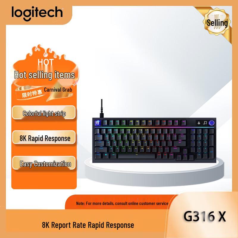 Logitech G316 X 8K Custom Hot-Swappable 98-Key Mechanical Gaming Keyboard