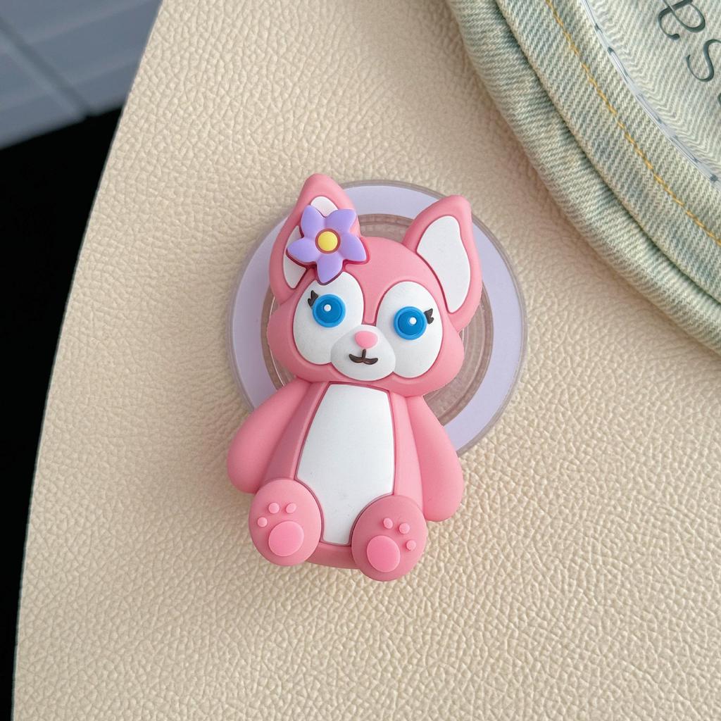 Cartoon Magnetic Retractable Phone Holder: Cute Airbag & Rotating Design for Lazy Desktop Use