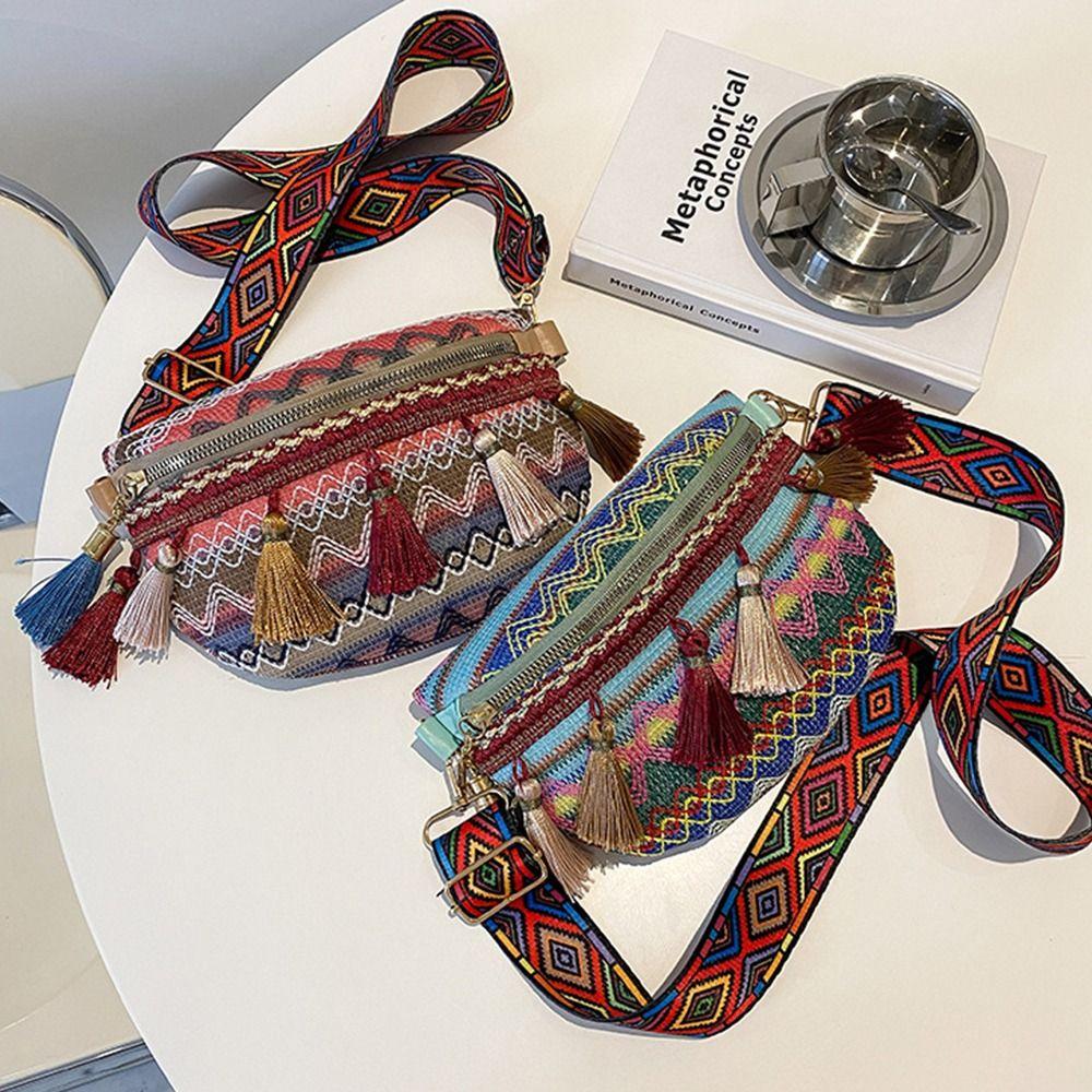 

Сумки Нагрудные сумки Универсальные сумки на пояс с бахромой Женская сумка Сумка большой вместимости Богемная наплечная сумка