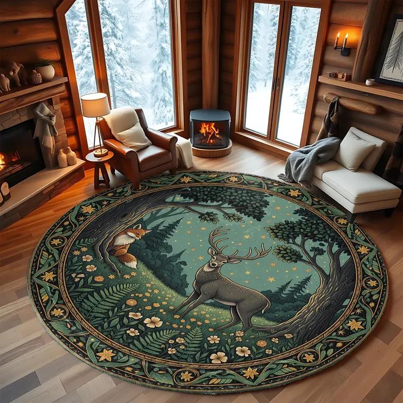 Elk Forest Carpet 3D Visual Illusion Decoration Anti Slip Mat Home Living Room Kitchen Bathroom Bedroom Decoration Rug