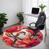 1pc Magnolia Bird Print Carpet for Office Non Slip, Round Carpet, Soft & Comfortable, Carpet for Office, Lightweight Round Floor Mat