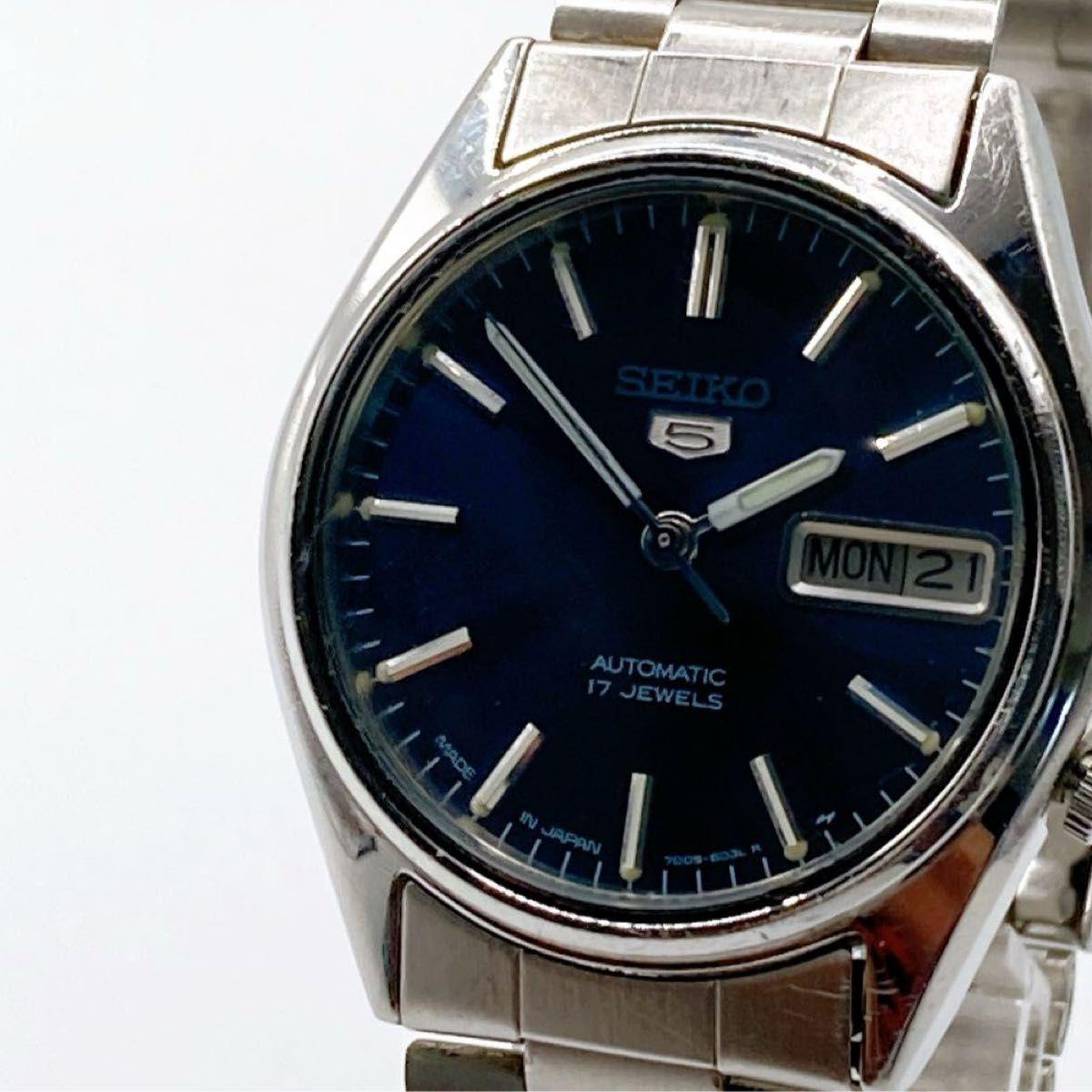 Used 377 SEIKO 5 Men s watch automatic winding blue dial