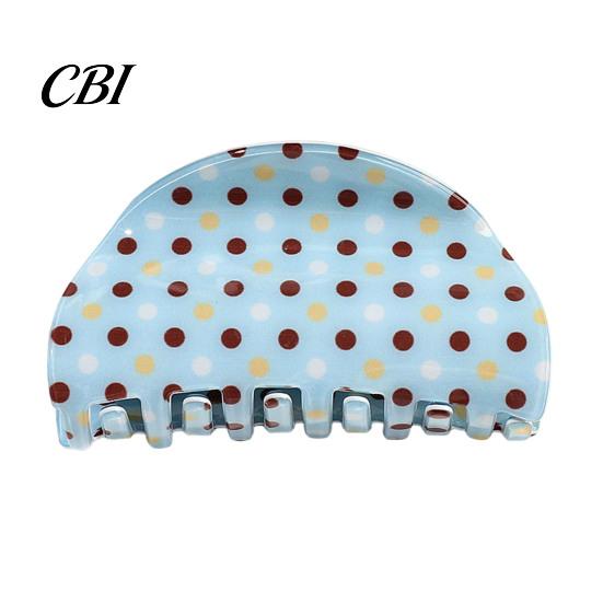 Sturdy Hair Claw Clip Back Head Claw, Strong Bite Force Clip, Dot Print Large for Women Anti-Slip Teeth Accessory Daily Wear Metal Spring