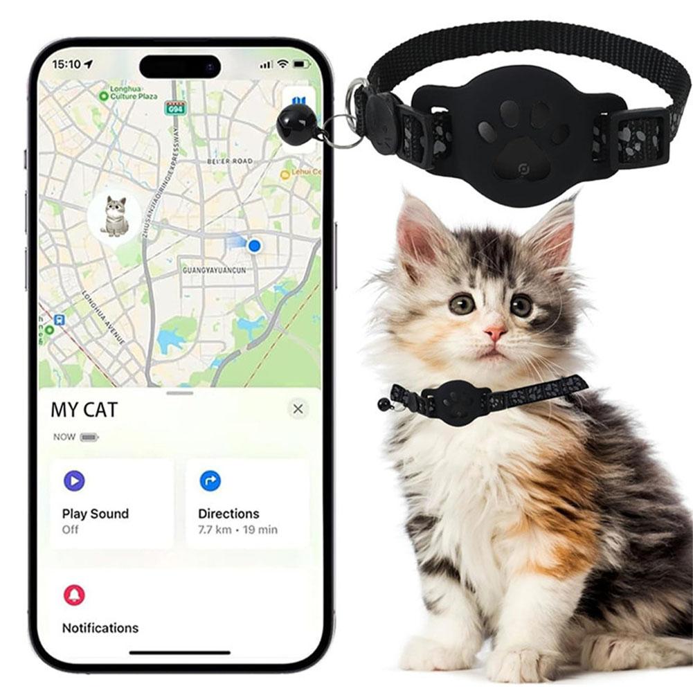 Cat Locator Collar Lightweight Adjustable Real Time GPS Tracking Outside Reflective Strips For Night Safety Enhance Pet Safety