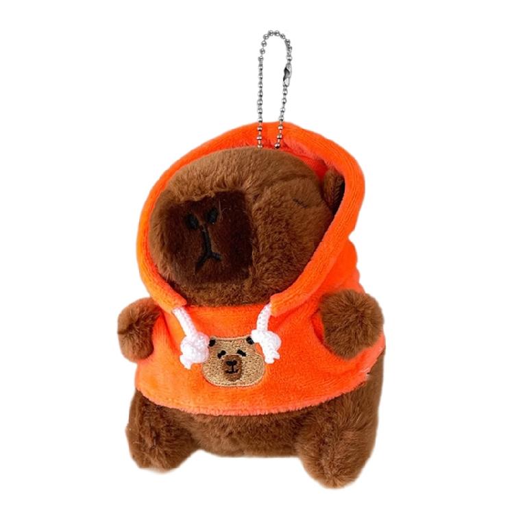 Lovely Hangings Decorations Sweet Plush Hoodies Capybara Keychain Pendant Keyring Decoration Bag Hangings Ornament
