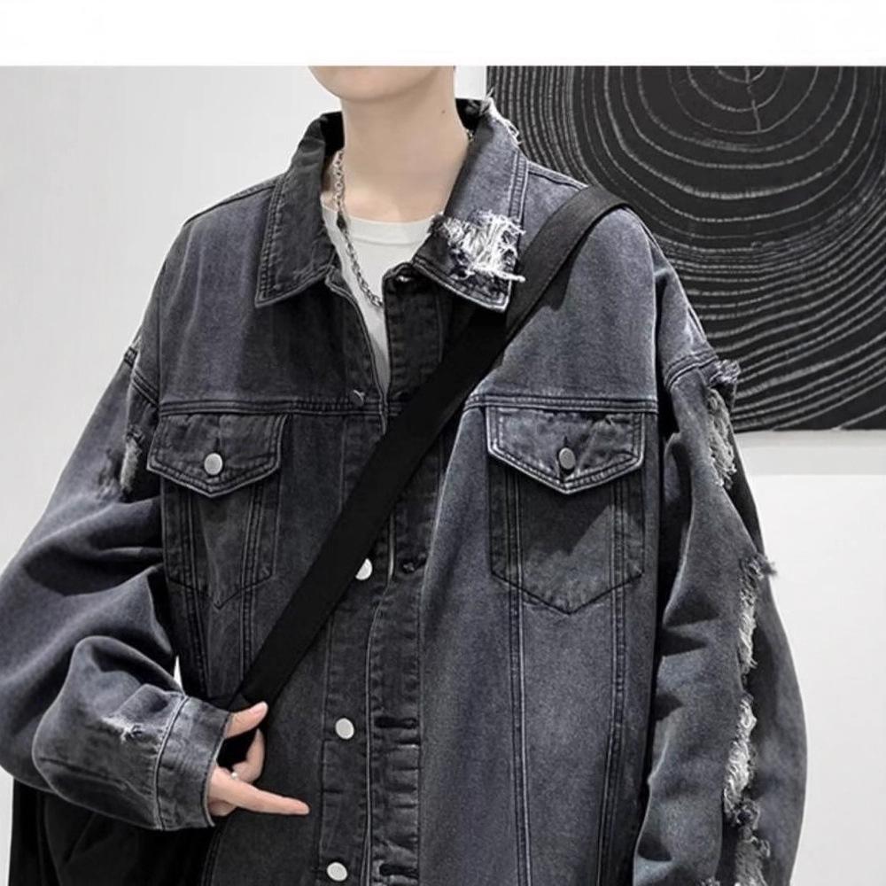 2025 New Retro Denim Jacket Men's Tide Autumn Korean Version Trend Versatile Handsome Hong Kong Style Casual Jacket