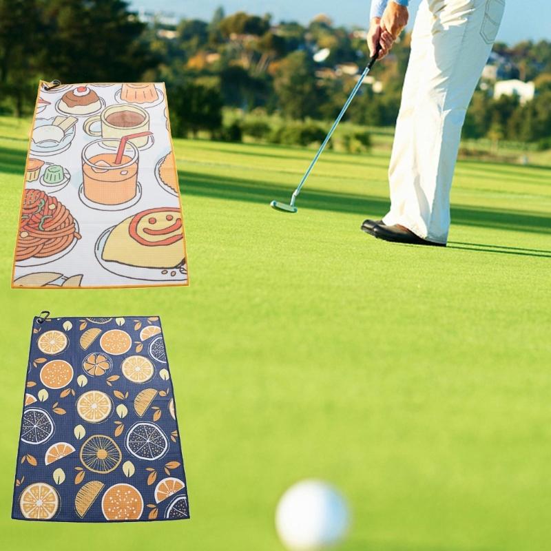 Golf Balls Cleaning Towel with Carabiner Hook Water-Absorption Wipe Cloth Golf Club Head Wipe Cloth Cleaner for Golf Bag