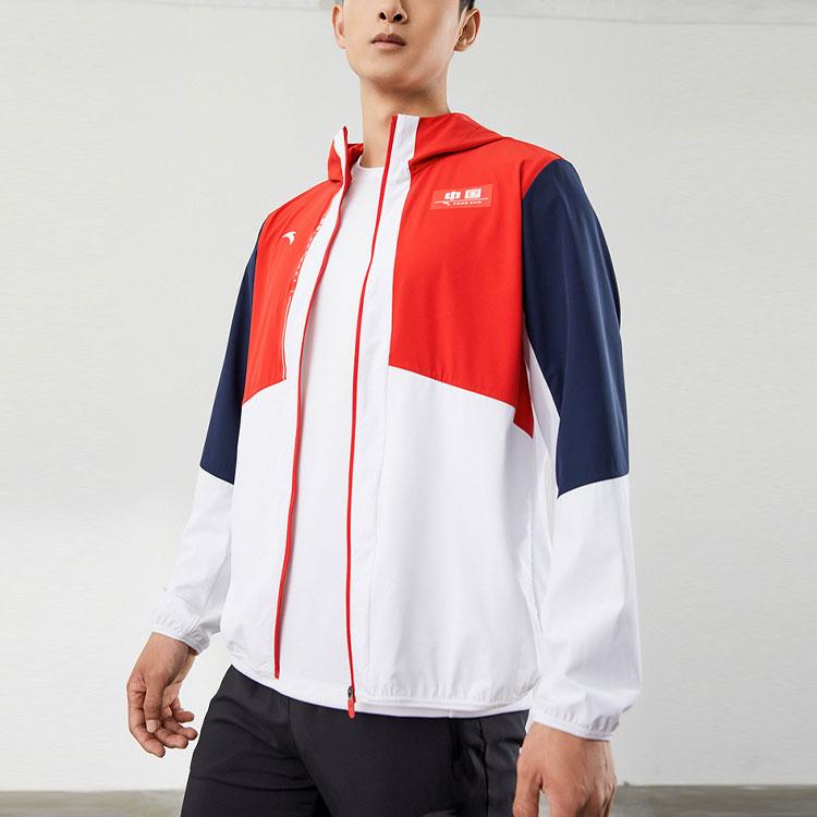 Anta Training Series SS22 Color Block Logo Sports Jacket Men Jacket Classic-Red 152227611-1