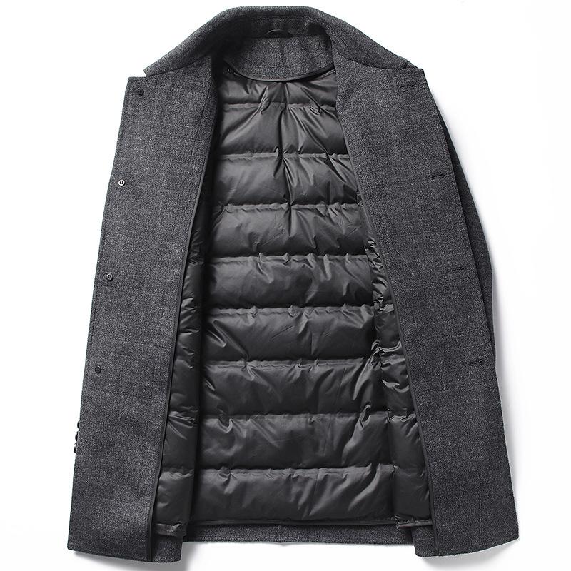 Autumn and Winter Down Removable Lining Double-sided Woolen Coat Men's Cashmere Woolen Coat Mid-length Wool Double-sided Woolen Coat