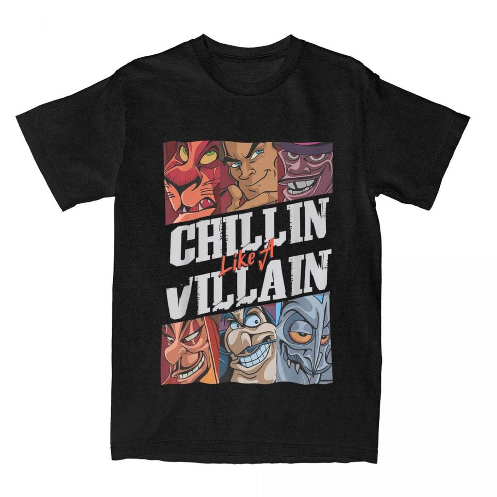 Villains T Shirts Chillin Like A Villain Group Portrait Vintage Tee Shirt Short Sleeve T-Shirt Cotton Gift Idea Tops