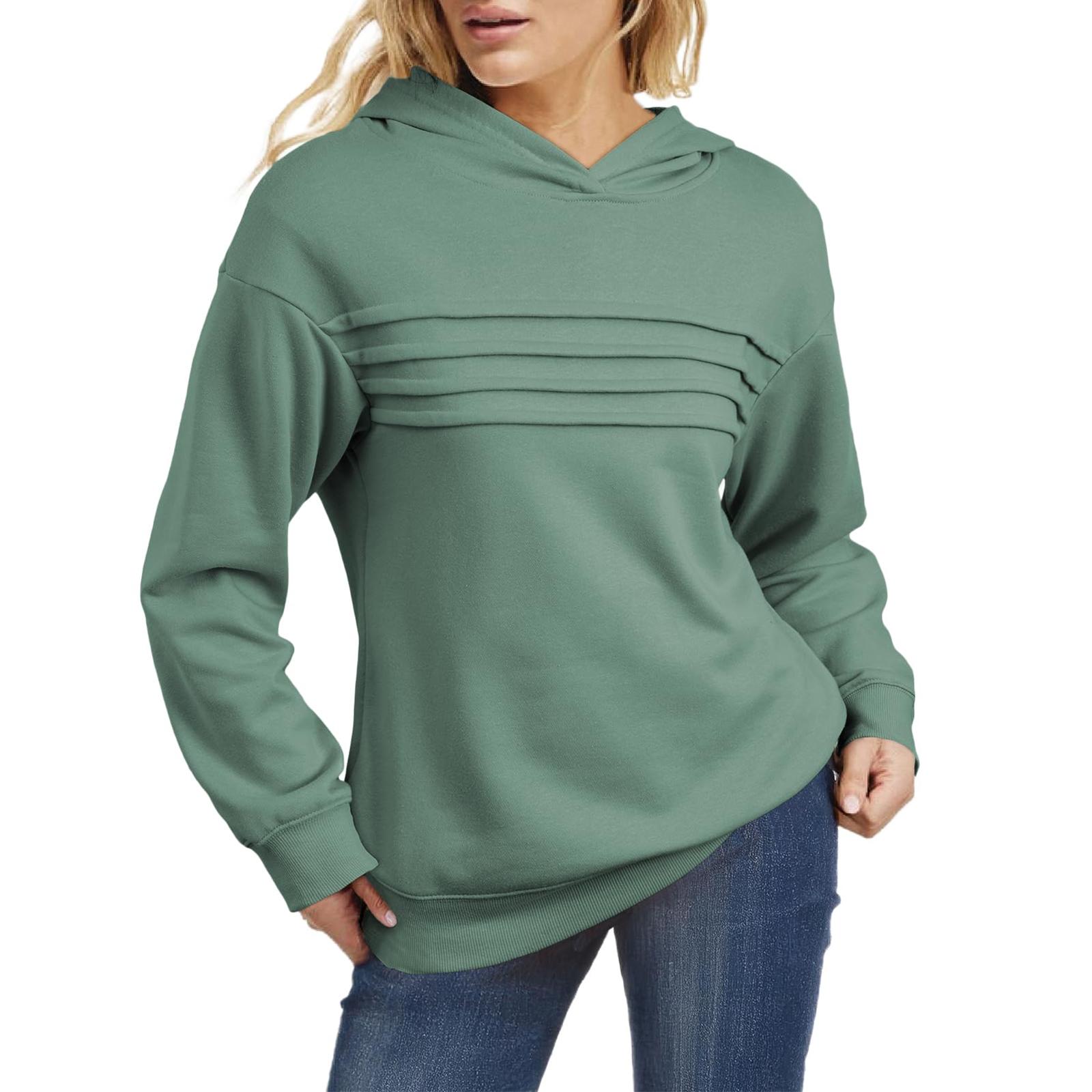 

Women s Solid-color Fashionable Long-sleeved Top Hoodie L