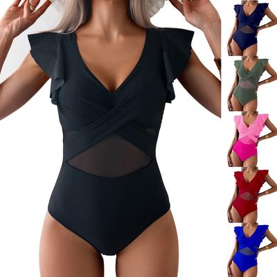 European and American Swimwear Bikini Women's Quick -Drying Sports One Piece Swimsuit