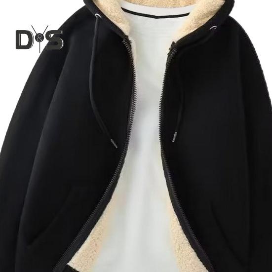 Pánská fleecová bunda s kapucí zimní zesílený zip zapínání zateplená mikina s kapucí ležérní mikina na zip obyčejná bunda na podzim zima