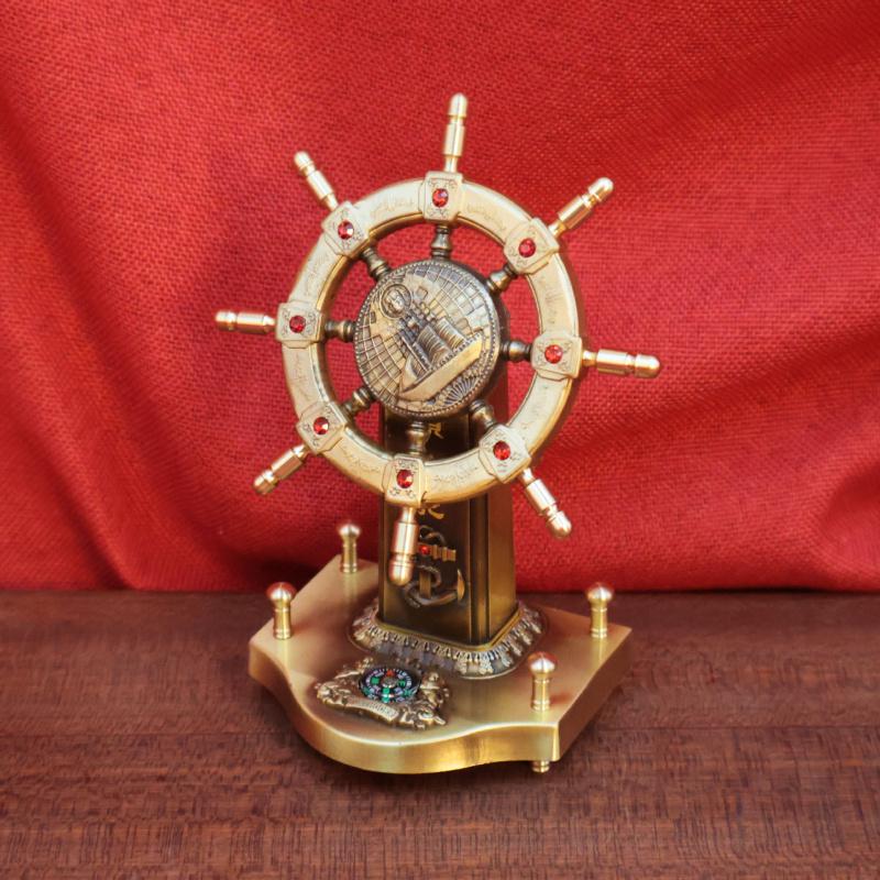 Pilot Ship Wheel Compass Rotating Ornament Brass Craft Company Office Decoration One Piece Dropshipping