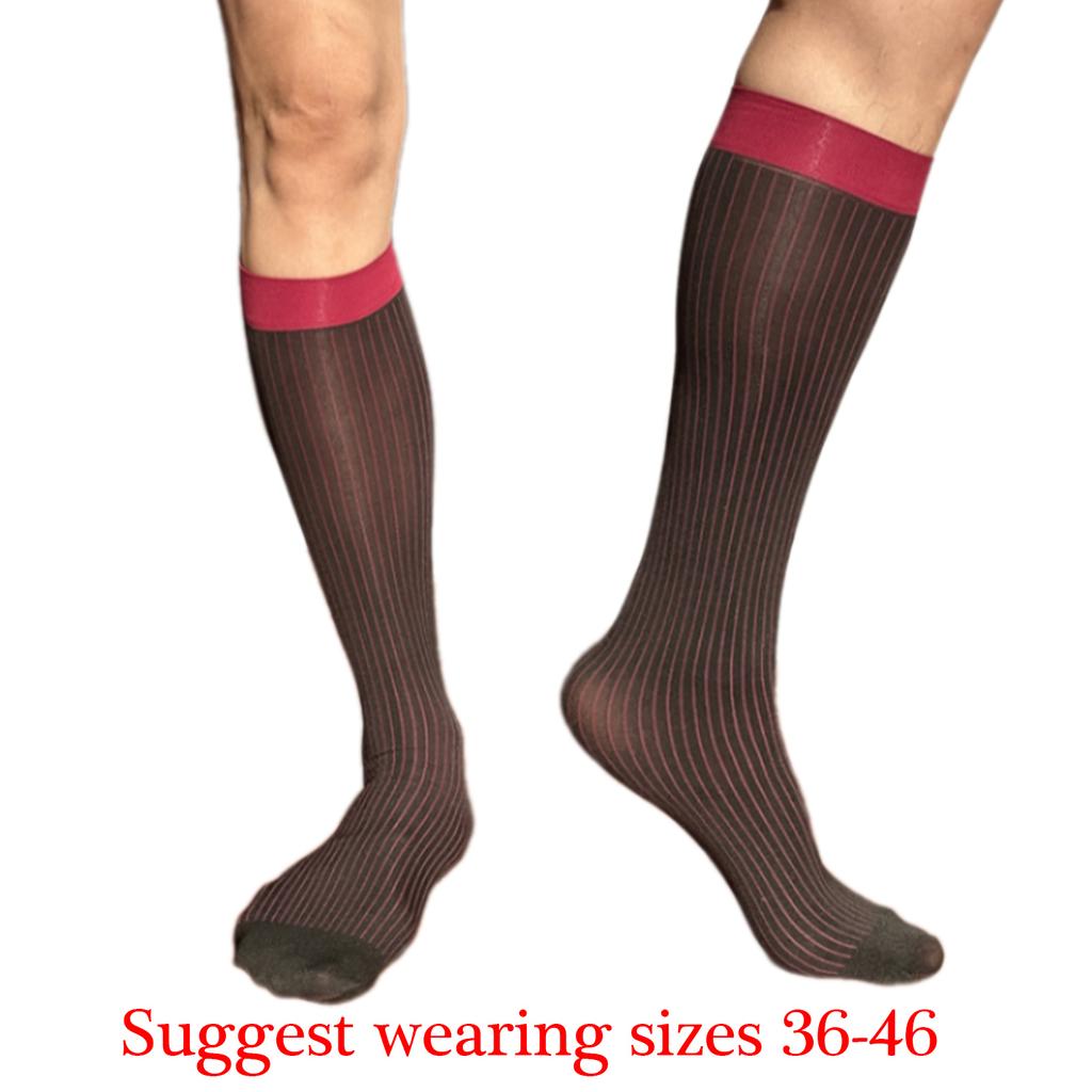 Men's Knee Highs Dress Socks Over the Calf Socks Business Work Socks Nylon Stockings Sheer Casual Socks Hosiery Gifts