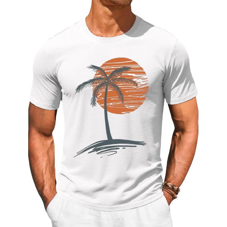 Runcati Mens Short Sleeve T-Shirts Graphic Crew Neck Shirt Printed Tees | Casual, Summer Beach, Sunset Palm Tree, Vintage Hawaiian Tees