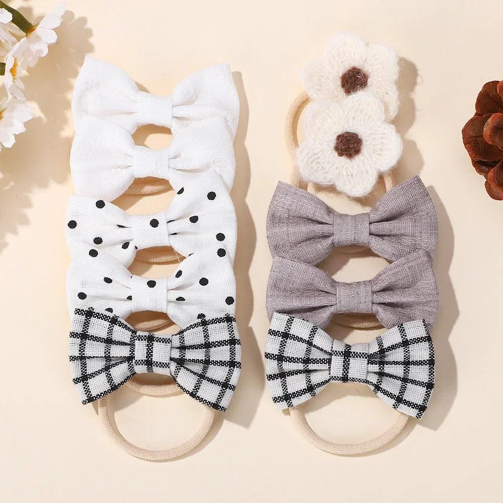10Pcs/Set Cartoon Bow Flower Hairbands for Children Girls Sweet HairTies Fashion Elastic Rubber Band Hair Rope Hair Accessories