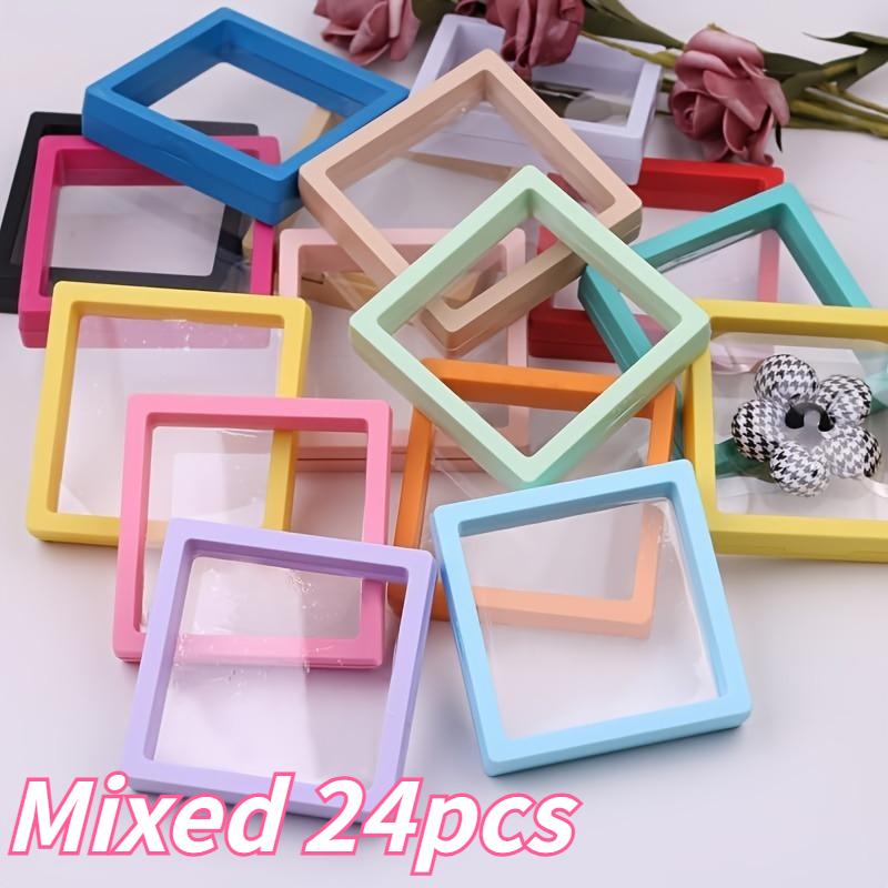 

24pcs Multicolor 3D Floating Frame Jewelry Box PE Film Anti-Oxidation Stackable Organizer Portable Travel for Ornament Additions