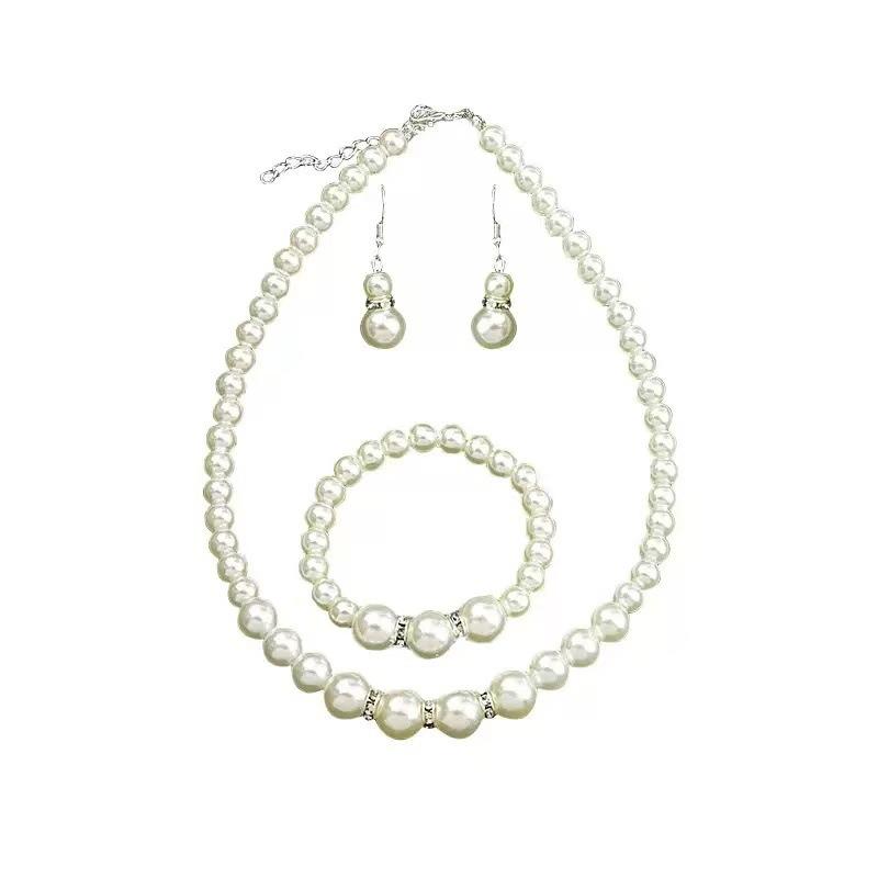 ins style pearl set necklace stud earrings bracelet simple and exquisite daily versatile light luxury girls accessories