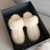 2024 Snow Boots Fur Fur Slippers Female Wearing 2024 New Baotou Flat Half Drag Thick Sole Cotton Shoes Women Boots