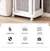 Movable Bathroom Storage Rack with Baskets and Handrails