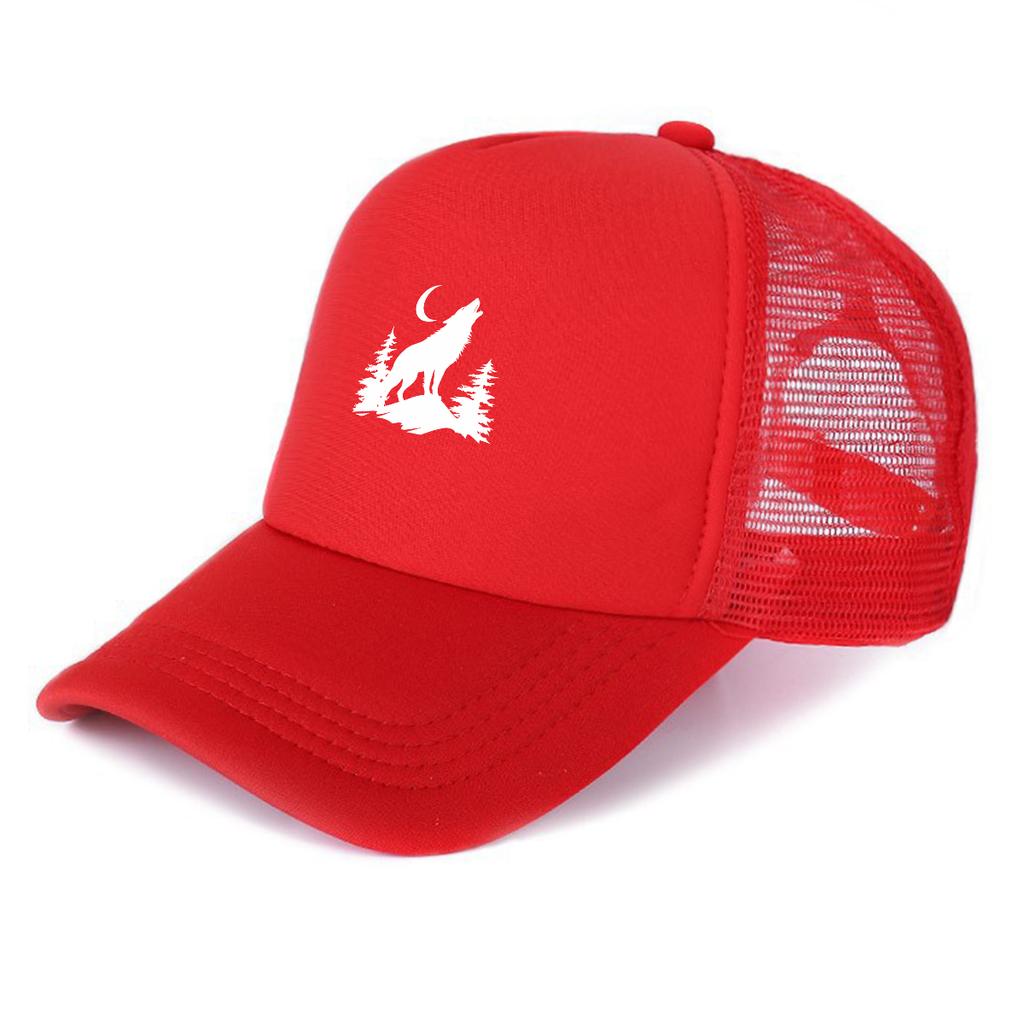 White Wolf Moon Printed Snapback Baseball Cap Adjustable Inelastic Solid Color Sporting Headwear Unisex for Urban Style Camping