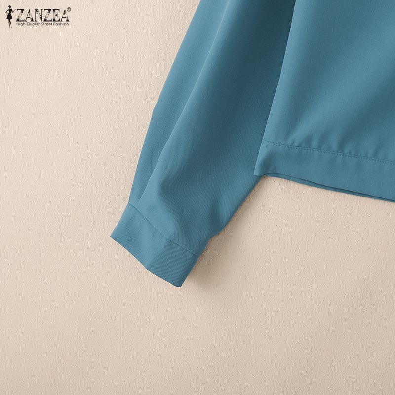 ZANZEA Women Casual Doll Collar Loose Long Sleeve Blouse