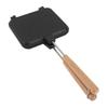 Double Sided Frying Pan Aluminum Solid Wood Anti Stick Stovetop Sandwich Maker for Gas Stove Induction Stove