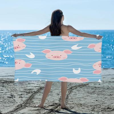 Pink Pigs Large Beach Towel Microfiber Beach Towels for Adults Quick Dry Pool Towel Travel Compact Bath Towel Sandproof Beach