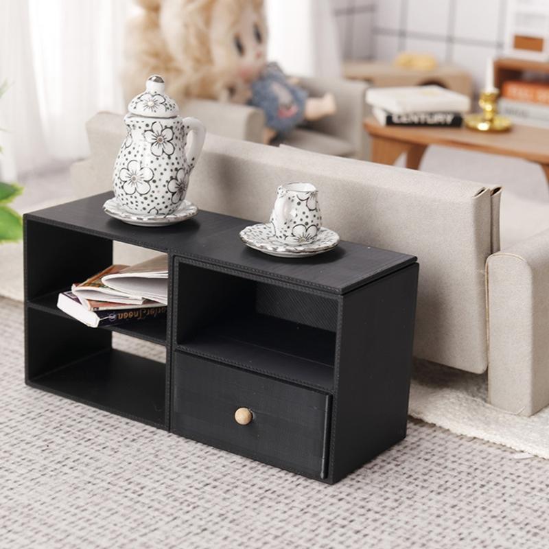 Simulation Doll House Furniture Mniature Storage Cabinet Unit Model Figurine For 1/12 Scale Model Scene Display Props