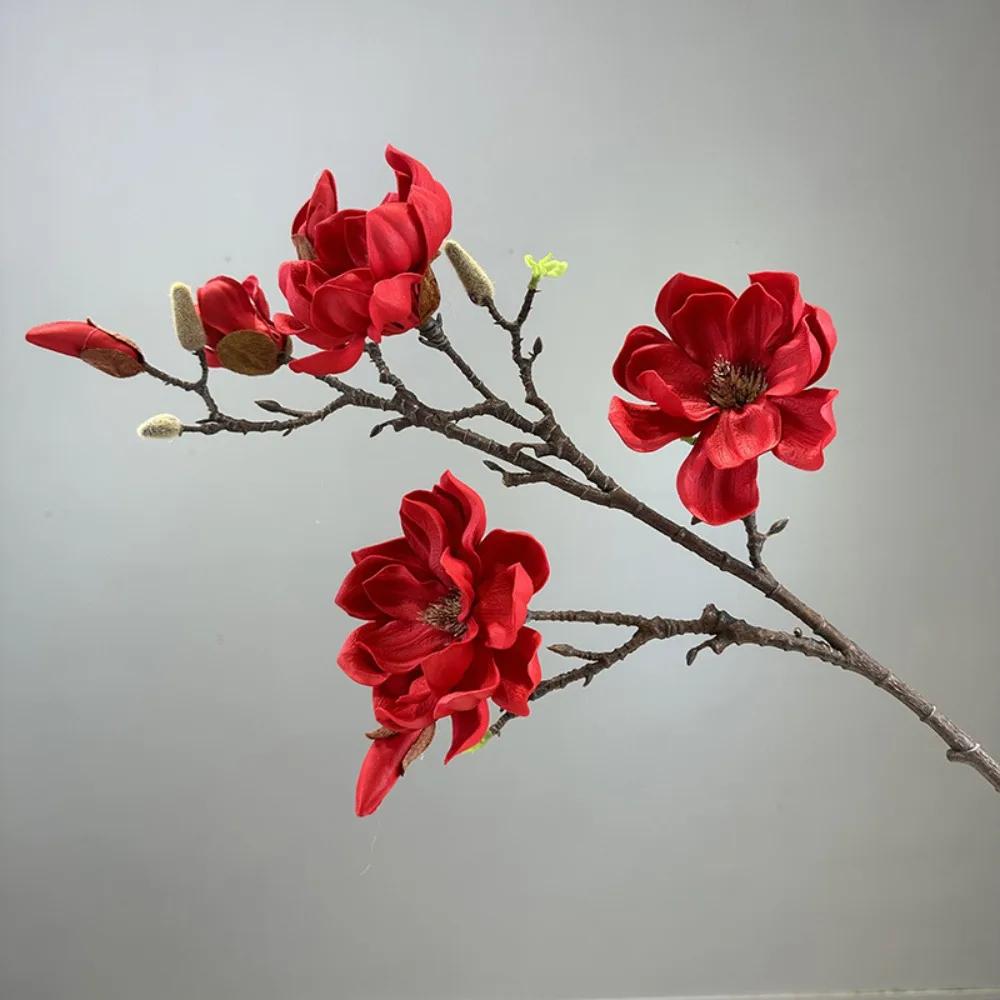 

Real Touch Artificial Magnolia Branch Handmade EVA Artificial Orchid Flowers Realistic Fake Flower Teacher s Day красный