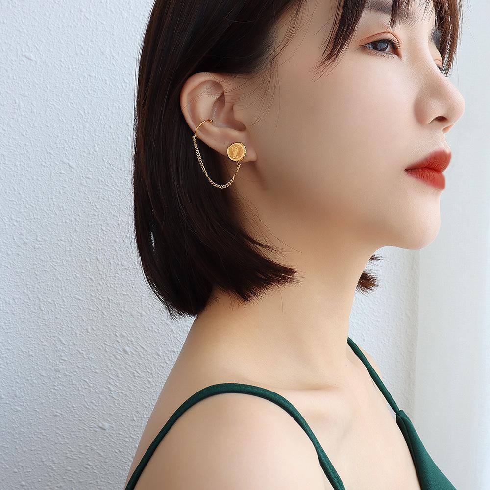 French Women s Slimming Moon Tassel Ear Climbers - European & American Style Studs