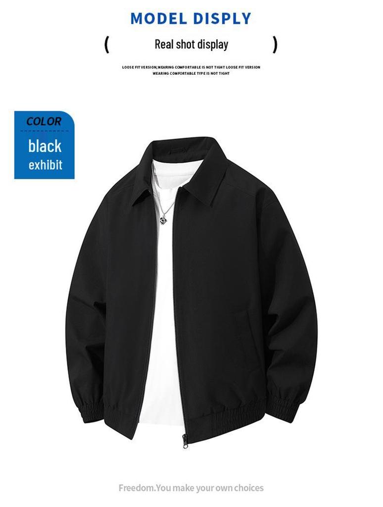 2025 Men's Trendy Lapel Windbreaker: High-End Spring/Autumn Loose Fit Jacket