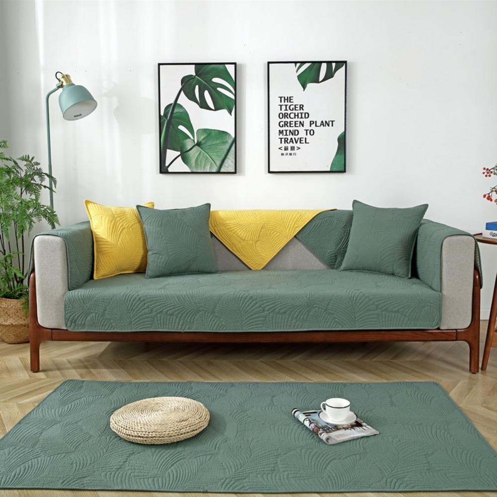 Universal Quilted Fabric Sofa Cushion Cover Non Slip Simple Nordic Style for Wooden Sofa
