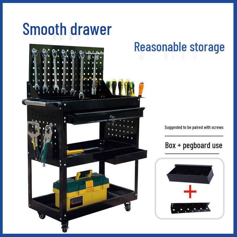 Compact Three-Layer Mobile Tool Cart for Auto Repair and Storage