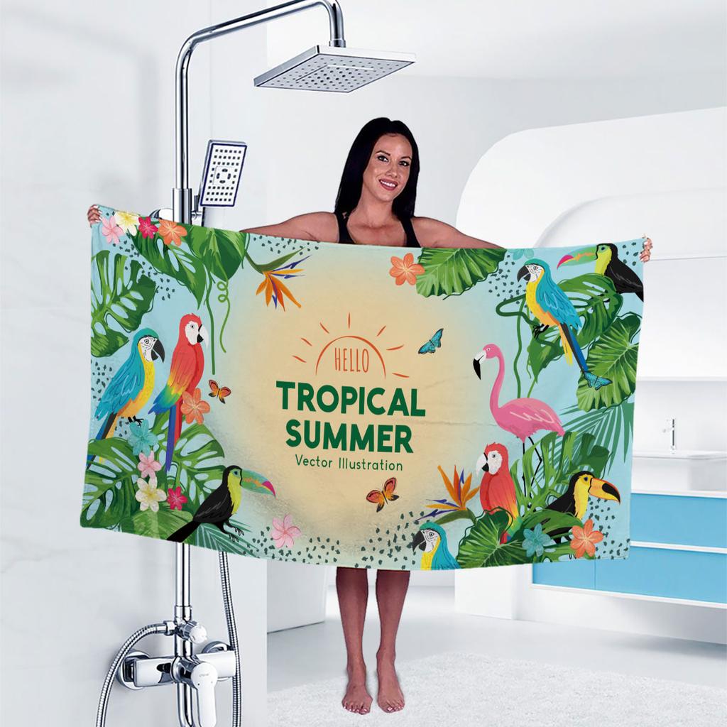 1pc parrot Print towel Sports Quick-Drying Super Absorbent Camping Towel Super Soft Lightweight Gym Swimming Yoga Beach Towel