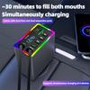 Car Bluetooth MP3 FM Transmitter 4-in-1 120W Fast Charge Retractable Cable Car Charger with Colorful Light Built-in Media Player