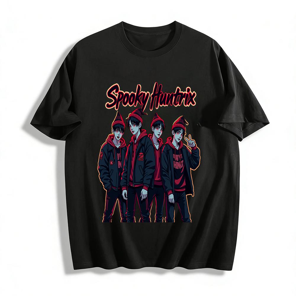 

Spooky Huntrix Anime Style Graphic Hoodie Cool Vampire Boy Print Casual Streetwear Sweatshirt Pure cotton T-shirt 6XL