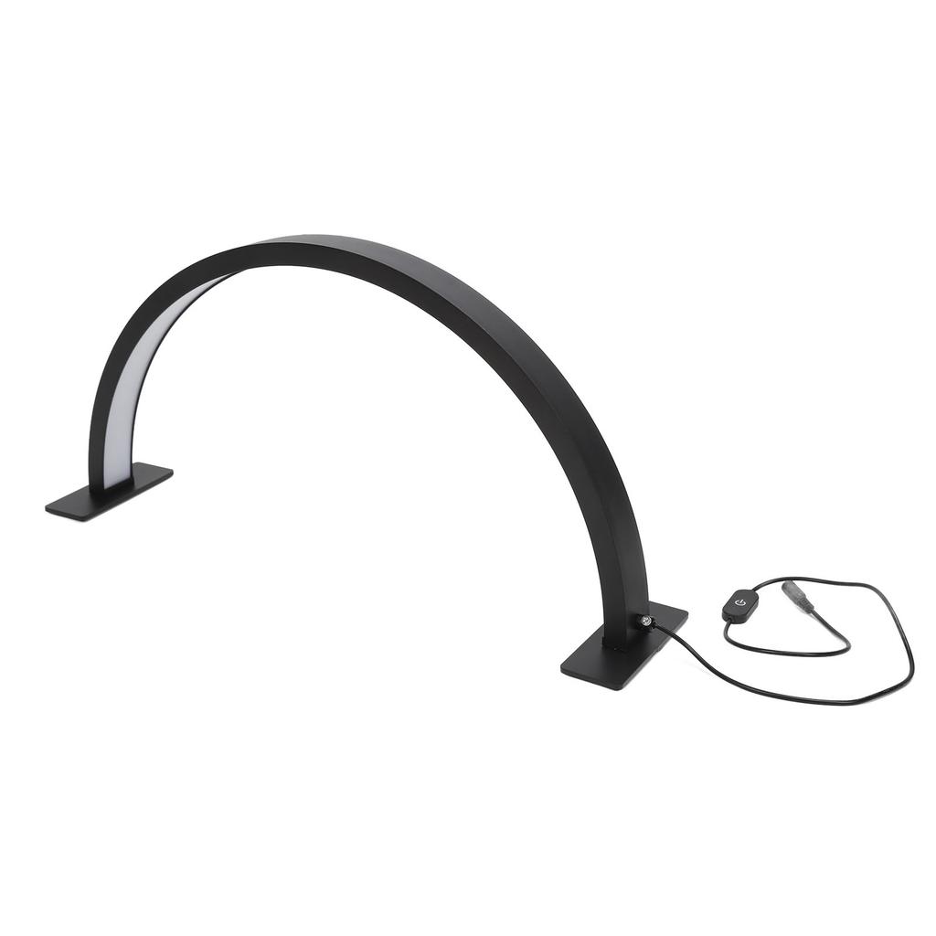 25W Half Moon Desk Lamp 3000K‑6000K 3 Color Dimmable Shadowless Eye Protection Beauty Half Ring Light 100‑240V Black S
