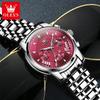 OLEVS Mens Watches Top Brand Luxury Moon Phase 24 Hour Chronograph Quartz Watch Stainless Steel Waterproof Sport Wristwatches