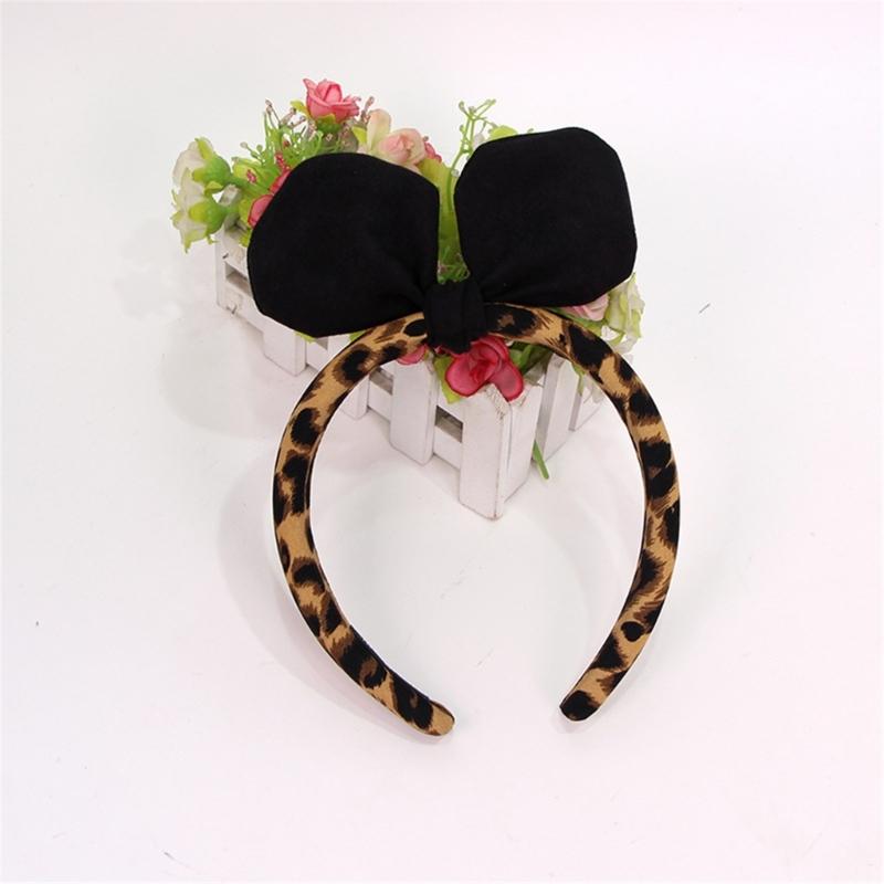 3D Rabbits Ears Leopard Print Bows Headbands Soft Elastic Hair Accessory Hairband For Women Girls Party Headwear