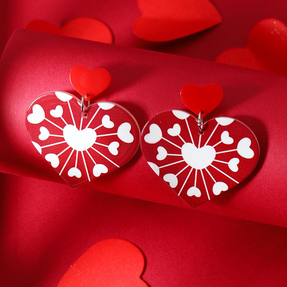 Spring Fashion Statement Earrings: Sweet Pink Layered Heart Shape