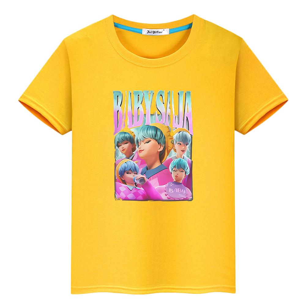 Saja Boys kpop demon hunters Print t shirt for kids boy 10year 100%Cotton  anime Short Kawaii Tees Cute Tops y2k girls clothes