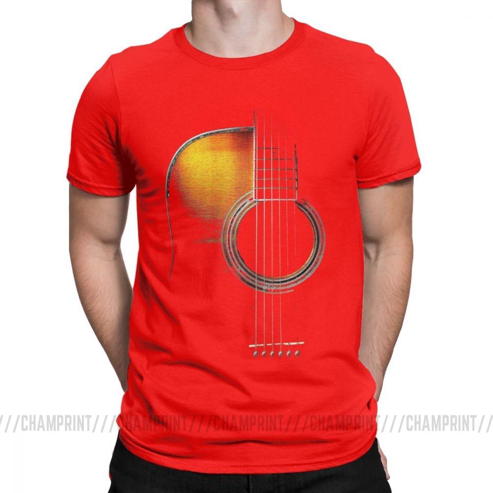 Men T Shirt Acoustic Guitar Hi Lite Music Vintage 100 Cotton Tees Short Sleeve T