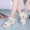 Summer New White High-heeled Women's Sandals Women's Chunky Heel Wedge Platform Sandals Fish Mouth Shoes Roman Sandals for Women