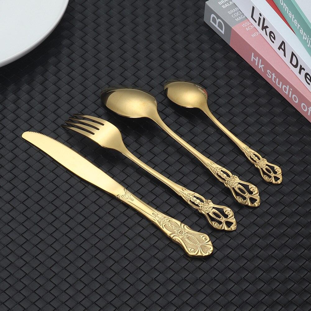 Royal Tableware Set Embossed Retro Stainless Steel Knife, Fork, Spoon Hotel Western Food Knife, Fork CST
