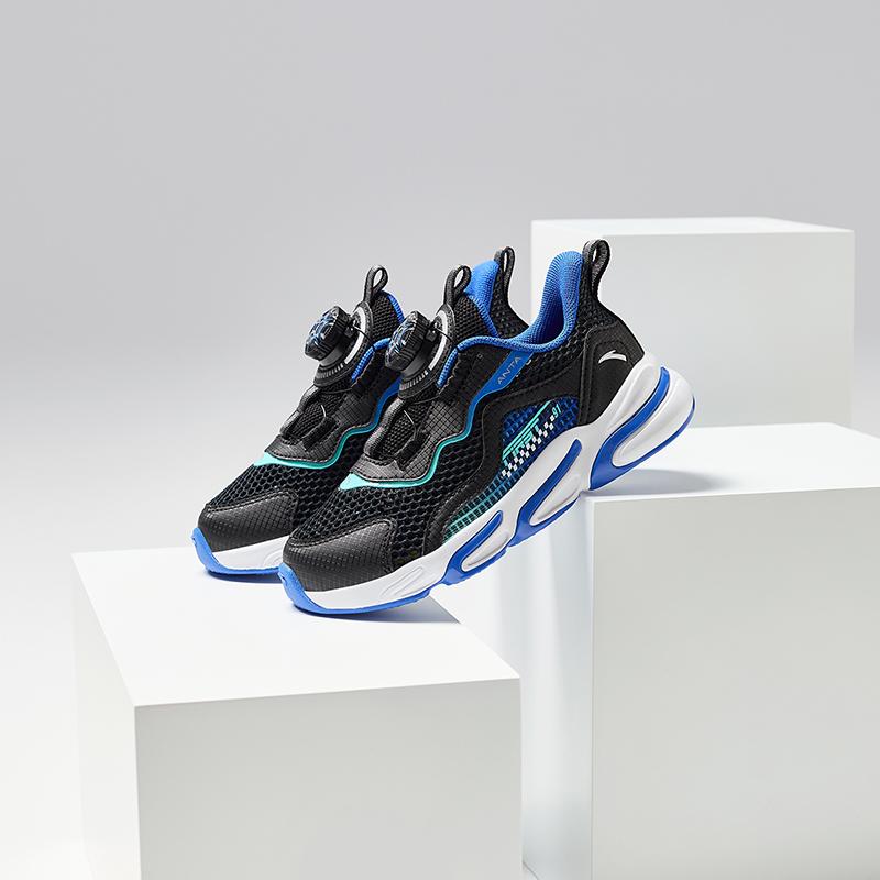 Anta Lehké Nárazy Tlumící Prodyšné Nízké Dětské Běžecké Boty Dětské tenisky Černá Modrá A12439974-2