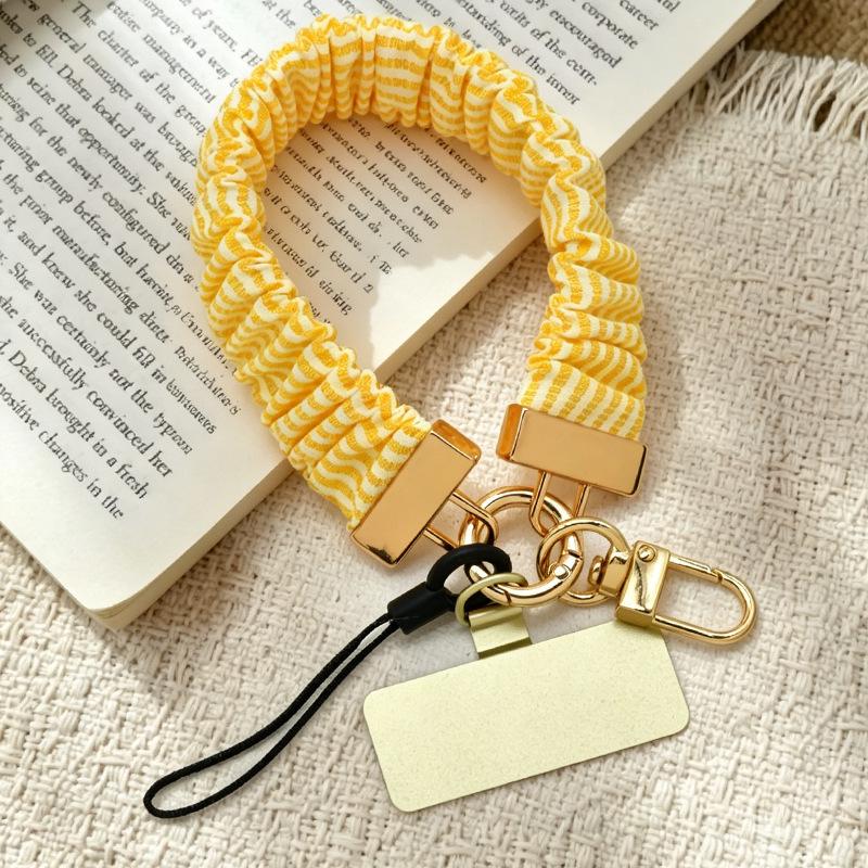 Women's Summer Pleated Phone Lanyard & Wrist Strap - Elegant Charm & Chain