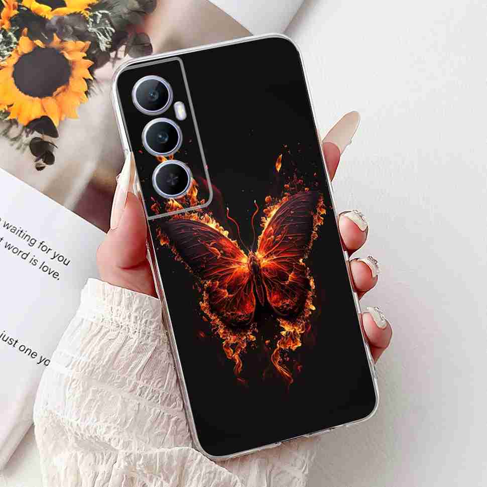 Für Realme C65 4G 2024 Hülle Weiche Silikon Bunte Schmetterling Hülle Für Realme C 65 C65 Fundas RMX3910 Vollständige Schutzhülle